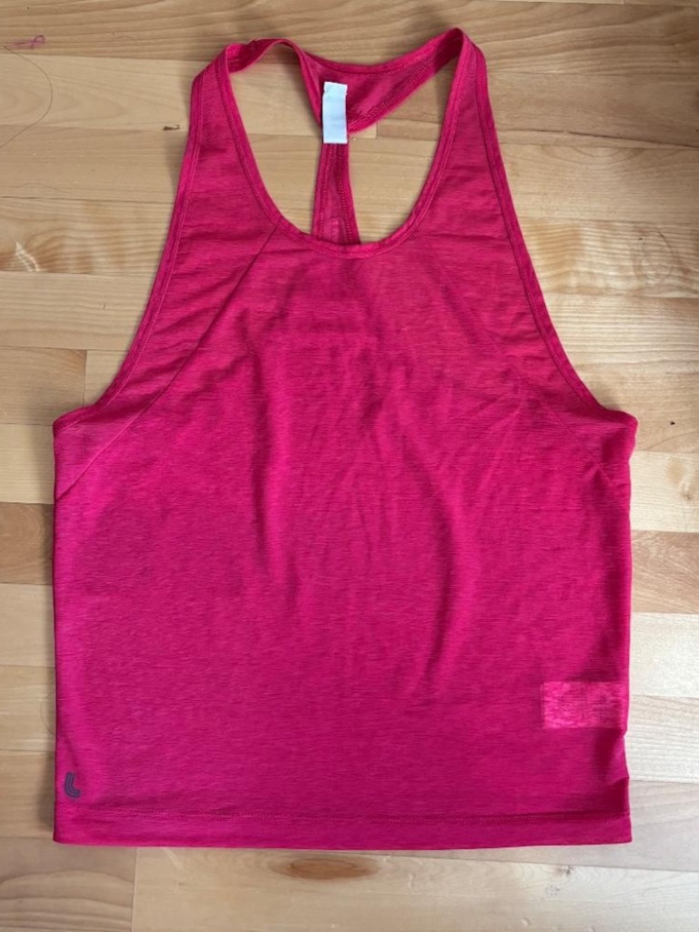 Lolë Heathered Magenta Pink Crop Racerback Athletic Tank Top